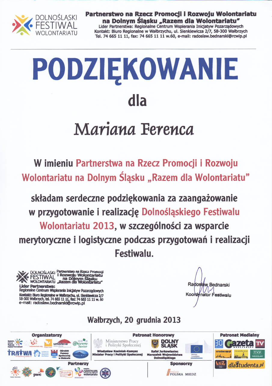 Razem dla wolontariatu - Marian Ferenc - 20.12.2013