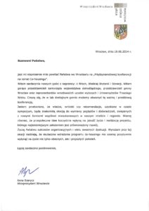 List od wiceprezydent - Anny Szarycz