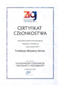 Certyfikat Członkostwa - ZIG