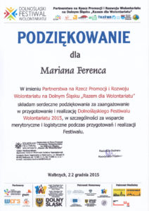 Dolnośląski Festiwal Wolontariatu - Marian Ferenc - 22.12.2015
