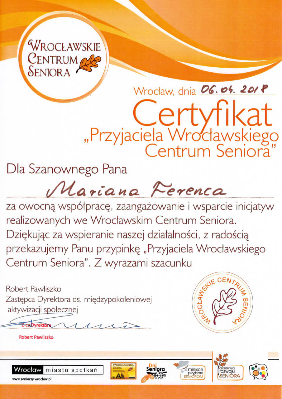 Przyjaciel Seniorów - Marian Ferenc